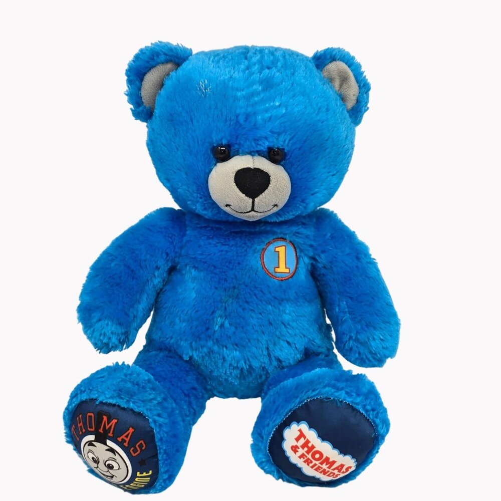 Thomas & Friends Build-A-Bear Plush Blue Teddy With Printed Paws